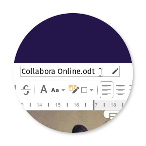 Screenshot of Collabora 4.0 bubble renaming document