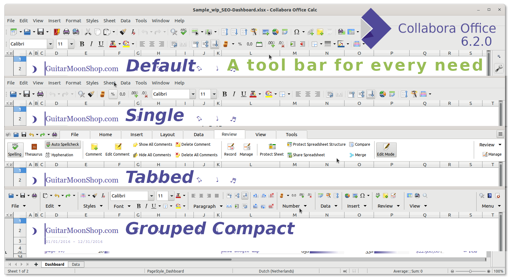 Collabora Office 6.2 - Rich choice in tool bars